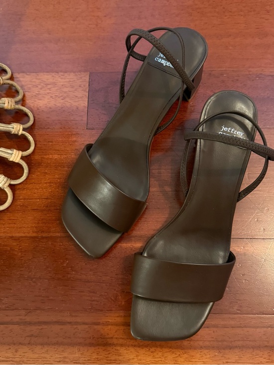 Jeffrey Campbell Shoes - Jeffrey Campbell Dark Brown Strappy Square-Toe Block Heel Sandals